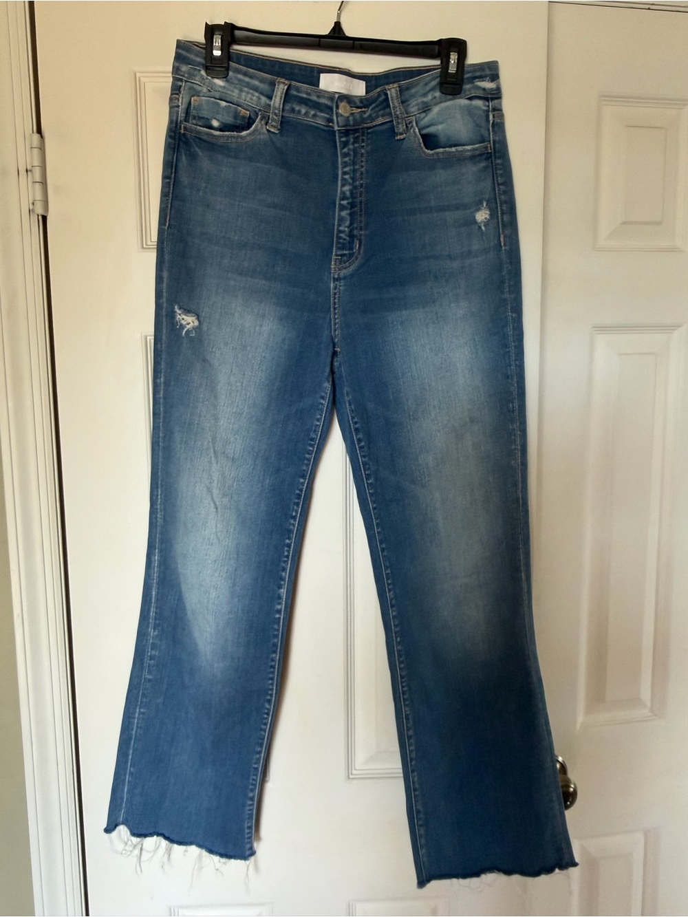 Vervet High-Rise Cropped Straight -Leg Jeans Raw Hem Med. Wash Size 28 - Picture 4 of 8